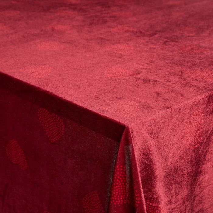 Billede af Velour dug - Rød juledug med hjerter - Nervøs velour dug - Pakke med 3 meter